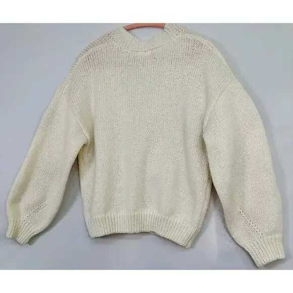 Luna Ivy Ivory Rose Crochet Cardigan Sweater Womens Medium - Picture 3 of 9